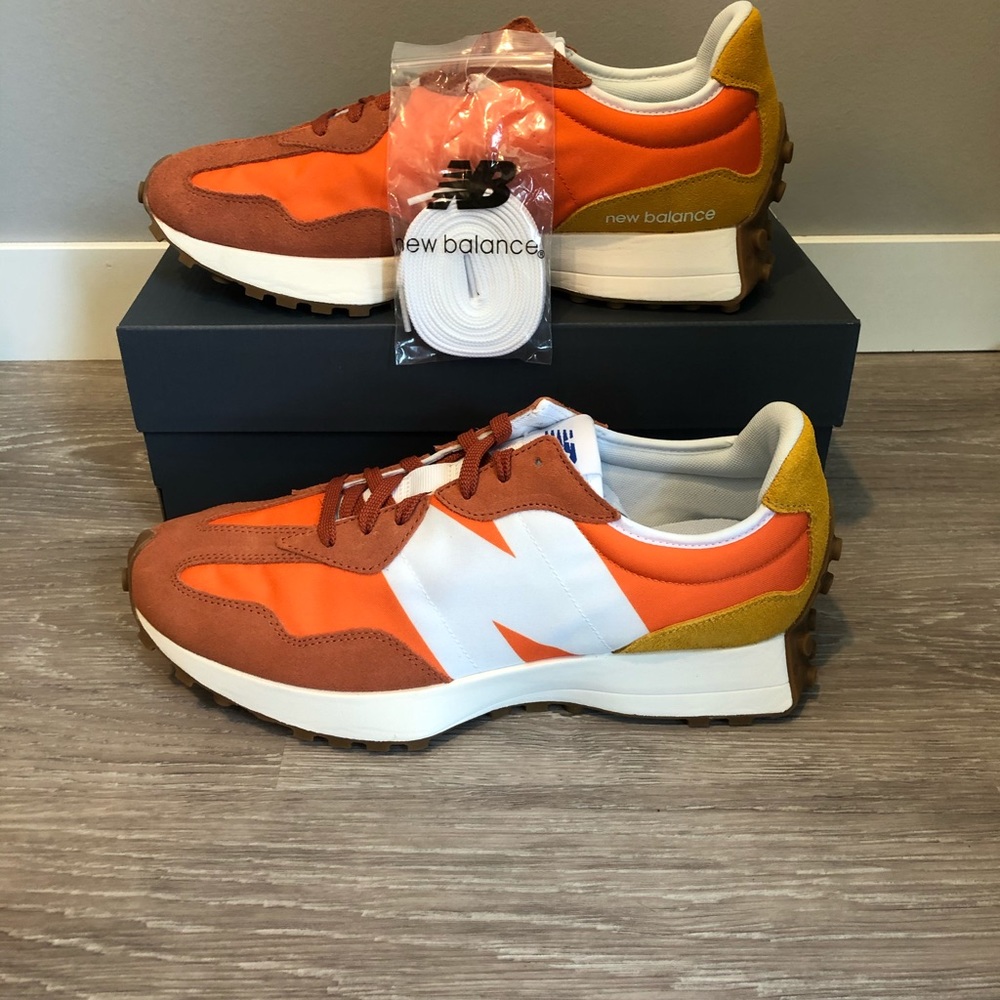 New Balance 327 Varsity Orange with Aspen Gold